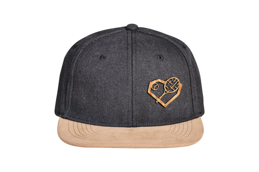 Snapback Cap mit Holzmotiv aus upcycling Holz gelasert - i love tennis