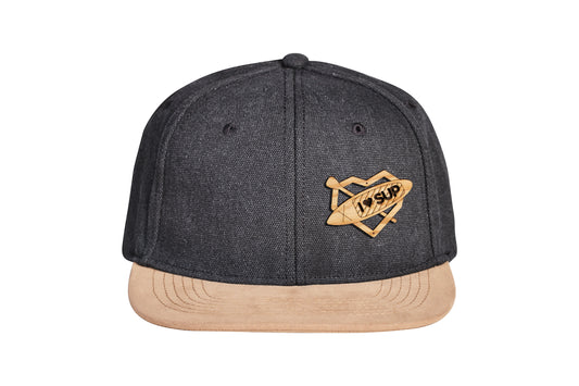 Snapback Cap mit Holzmotiv aus upcycling Holz gelasert - i love sup